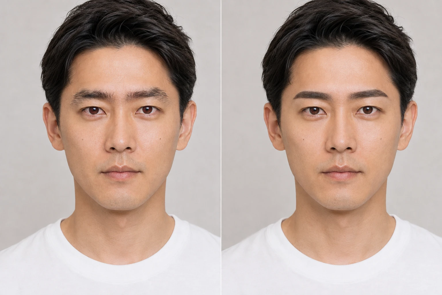男性の眉毛スタイリング前後の比較イメージ